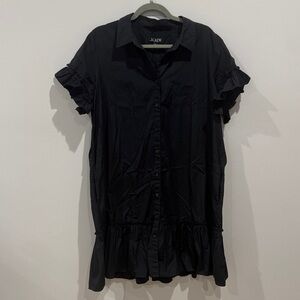J. Crew Black Ruffle Shirt Dress